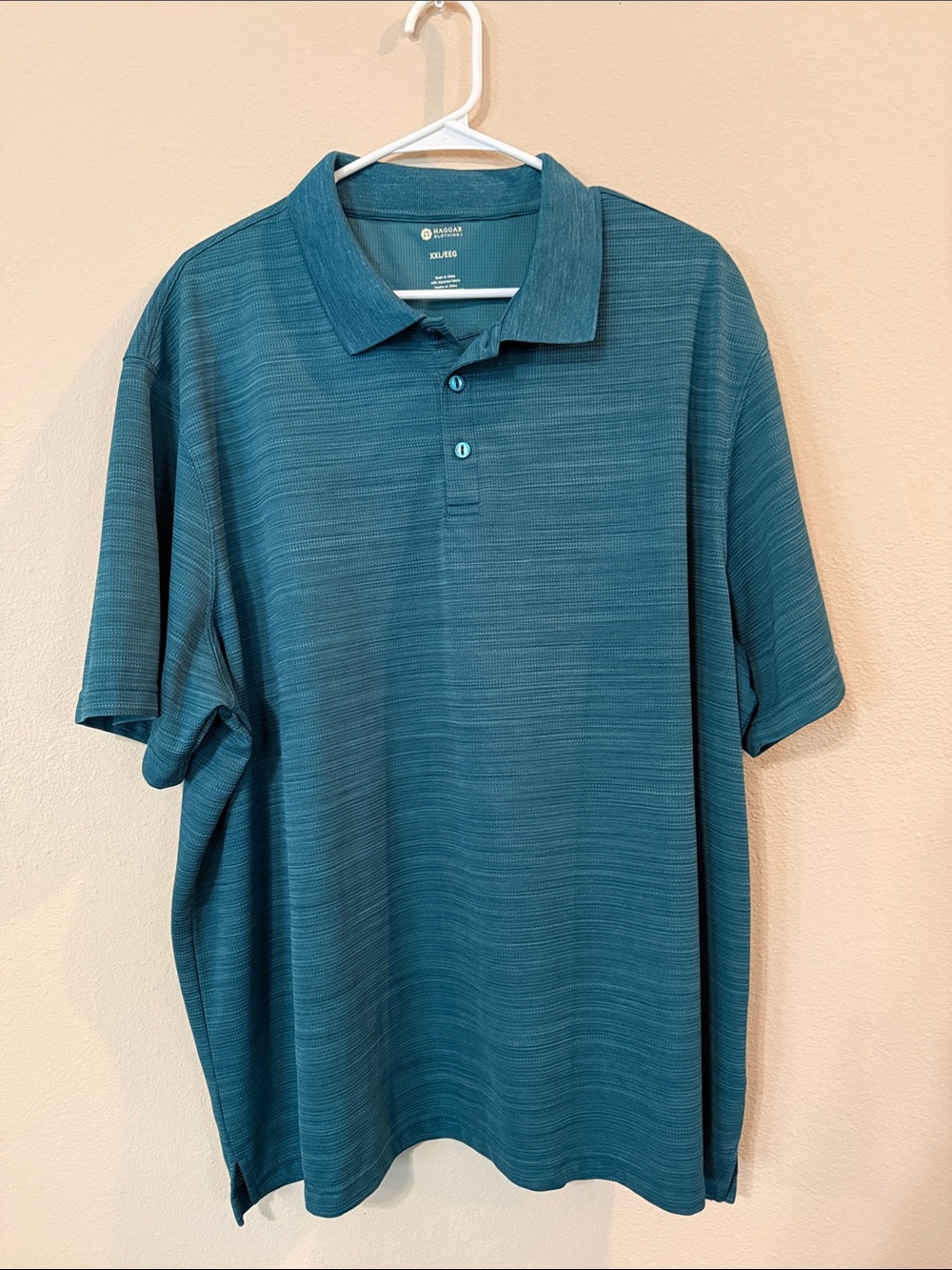 Haggar Men's Teal Short-Sleeve Polo